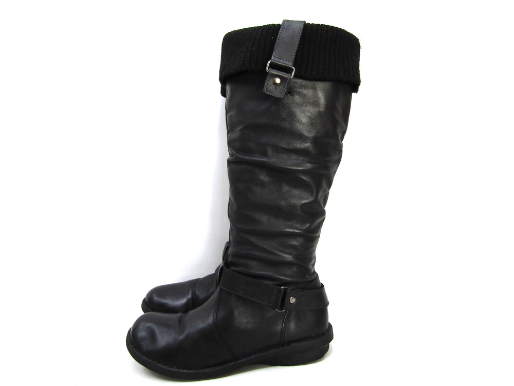 ALDO Womens Size 40 EUR Black Leather Slouch Zip Knee High Fashion Boots
